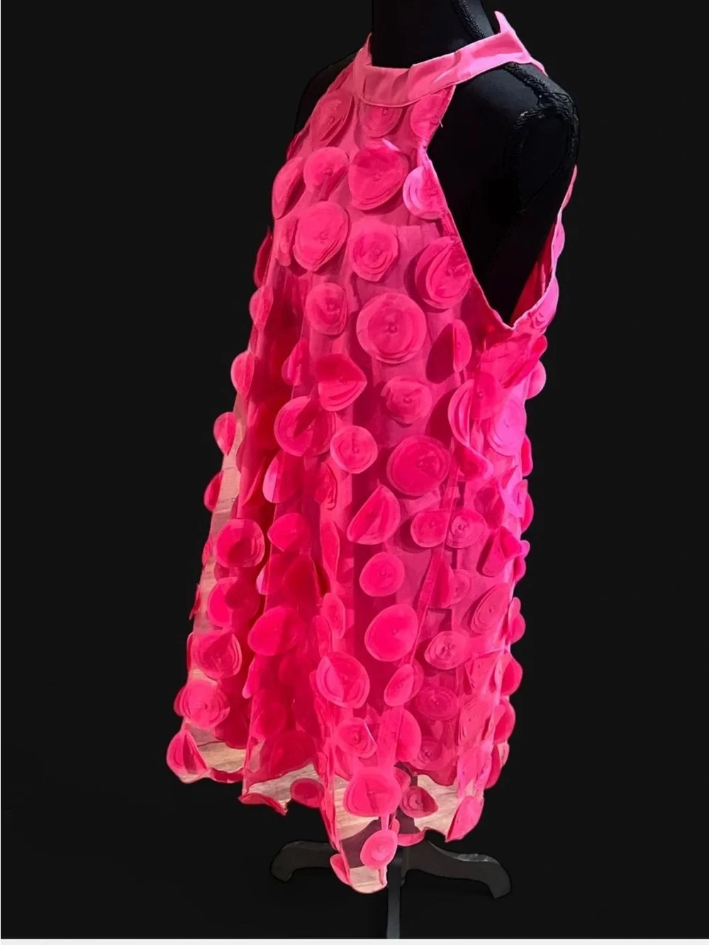 SHEIN Hot Pink Halter Mini Dress with Applique Circles